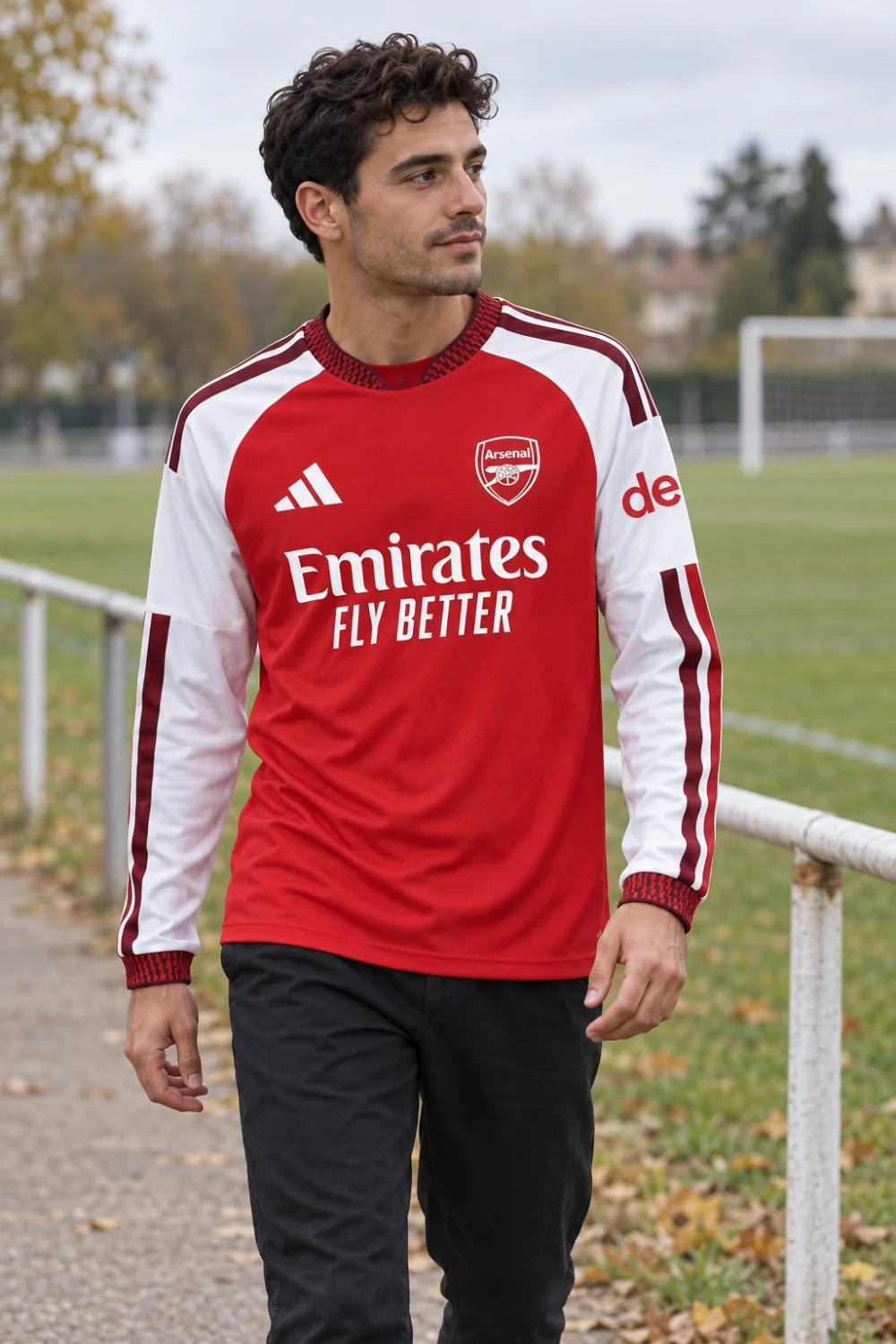 Maillot Arsenal 2026/27 domicile manches longues · Supporter (Fan) — Le modèle porté au bord du terrain