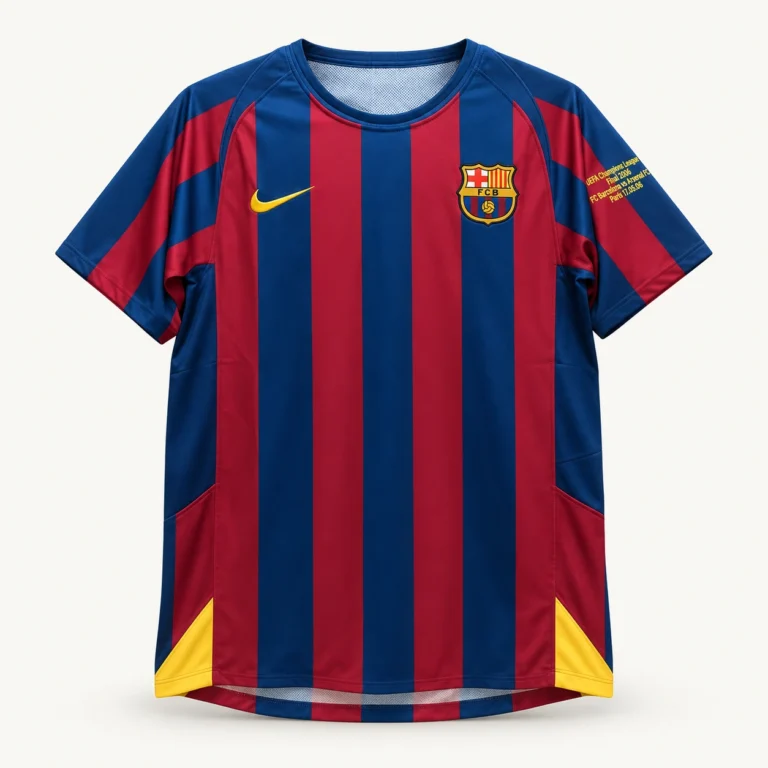 Maillot FC Barcelone 2005/06 domicile Europe · Modèle rétro — Vue de face