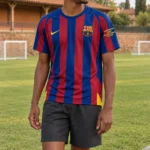 Maillot FC Barcelone 2005/06 domicile Europe · Modèle rétro — Porté — Modèle rétro