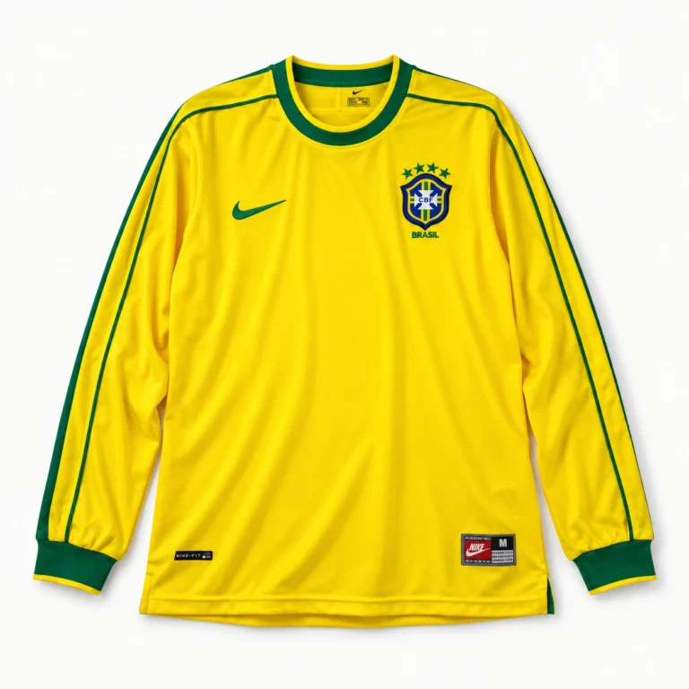 Maillot Brésil 1998 domicile manches longues · Rétro — Vue de face