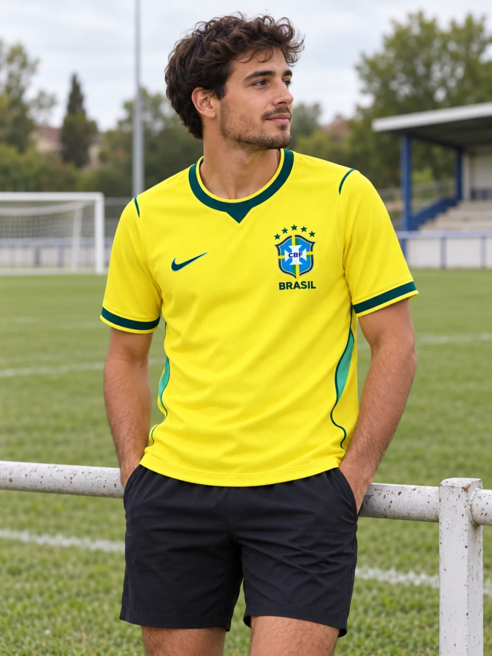 Brésil 2026 · Maillot domicile · Supporter — Vue portée