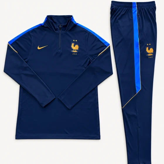 Survêtement France 2026/27 demi-zip marine · Adulte — Vue de face