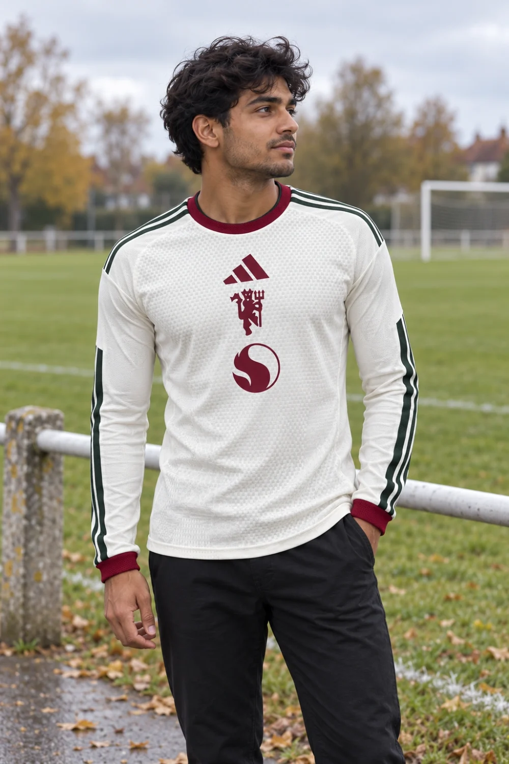 Maillot Manchester United 2026/27 third manches longues · Joueur (Player) — Le modèle porté au bord du terrain