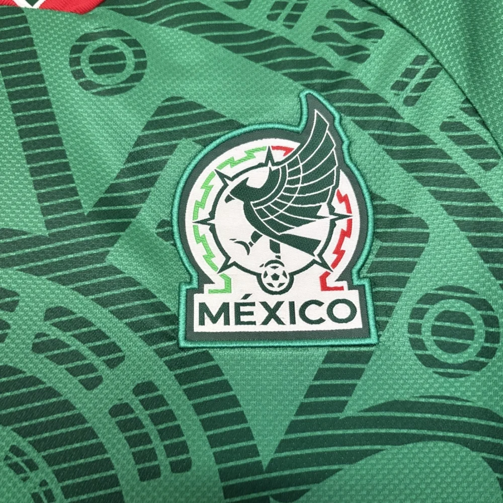 Maillot Mexique 2026 domicile · Supporter — Détail de l’écusson et du tissu