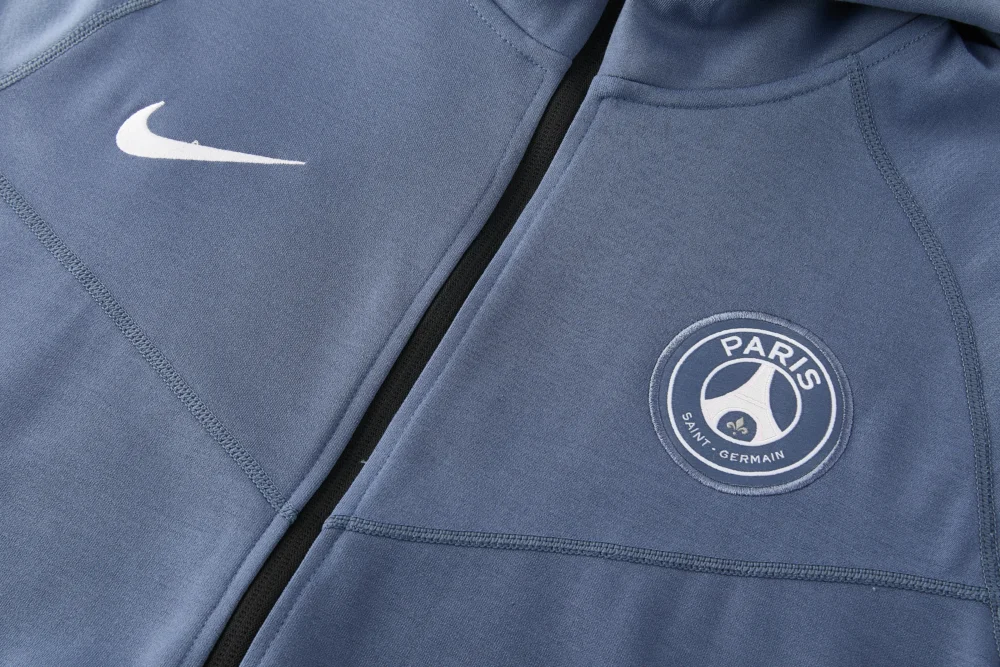 Survêtement PSG 2026/27 à capuche bleu gris · Adulte — Détail photographique du modèle