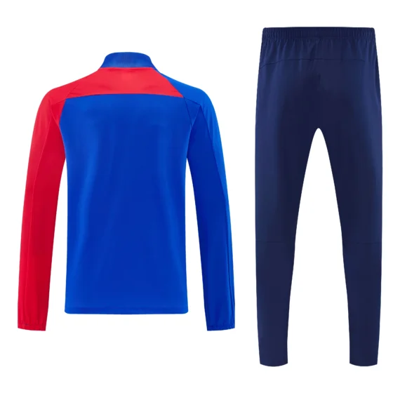 Survêtement PSG zippé bleu et rouge, vue de dos