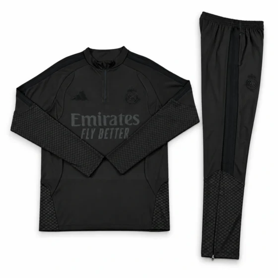 Survêtement Real Madrid 2026/27 demi-zip noir · Adulte — Vue de face