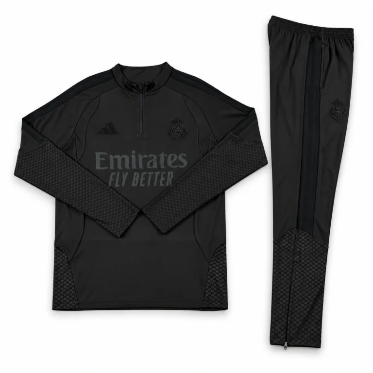 Survêtement Real Madrid 2026/27 demi-zip noir · Adulte — Vue de face